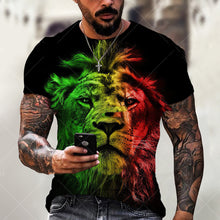 Fashion New Animal Lion Graffiti Painted T-Shirt