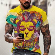 Fashion New Animal Lion Graffiti Painted T-Shirt